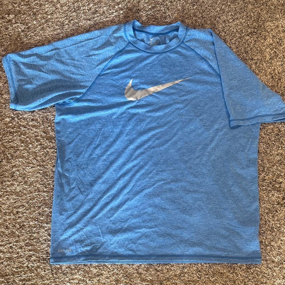 Nike Light Blue Short Sleeve Dri-FIT Tee with Silver Swoosh